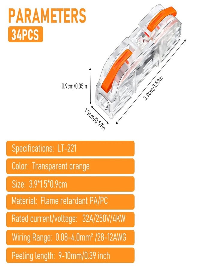 Serplex 34Pcs Wire Connectors - Compact Splicing Wire Jointers Lever Spl-1 Clamp With Control Lever For 28-12 Awg - Image 3